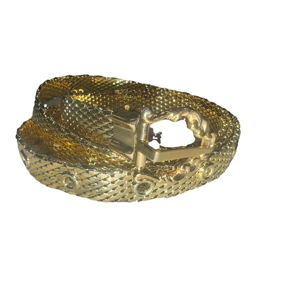 Vintage Gold Mesh Belt Ornate Buckle 38–39.5” Adjustable Glam Statement main image 7
